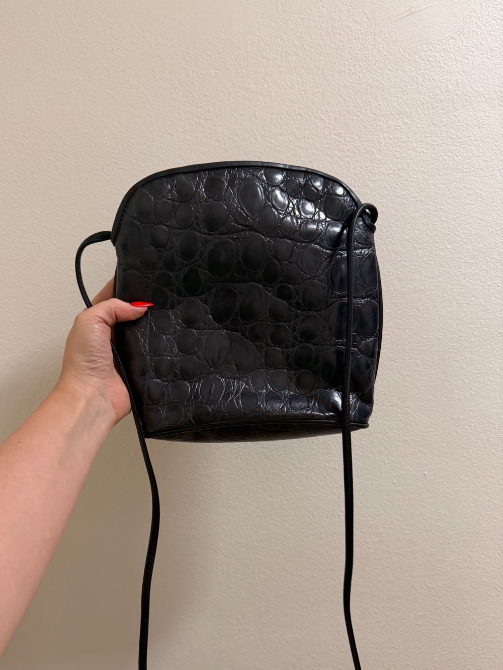 Donald J. Pliner Black Croc-Embossed Crossbody